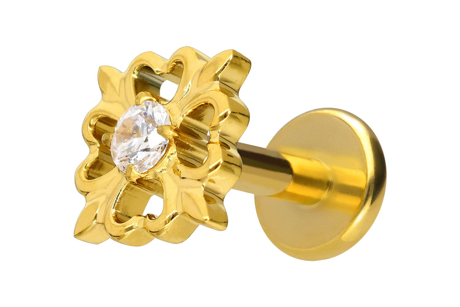 Titan Labret Piercing mit Innengewinde KLEEBLATT